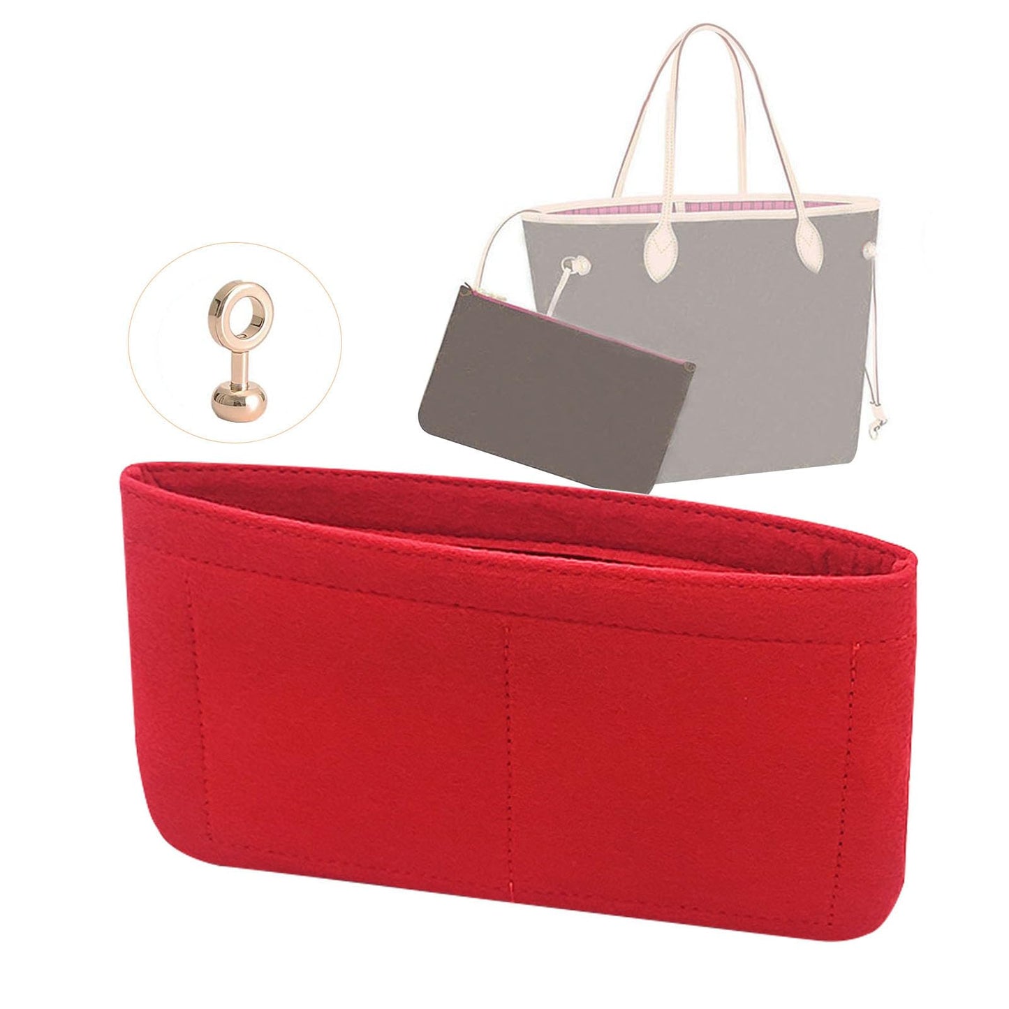 Lckaey Pouch Kit Purse Insert Organizer for Neverfull MM GM Accessoires Handbag3032-red