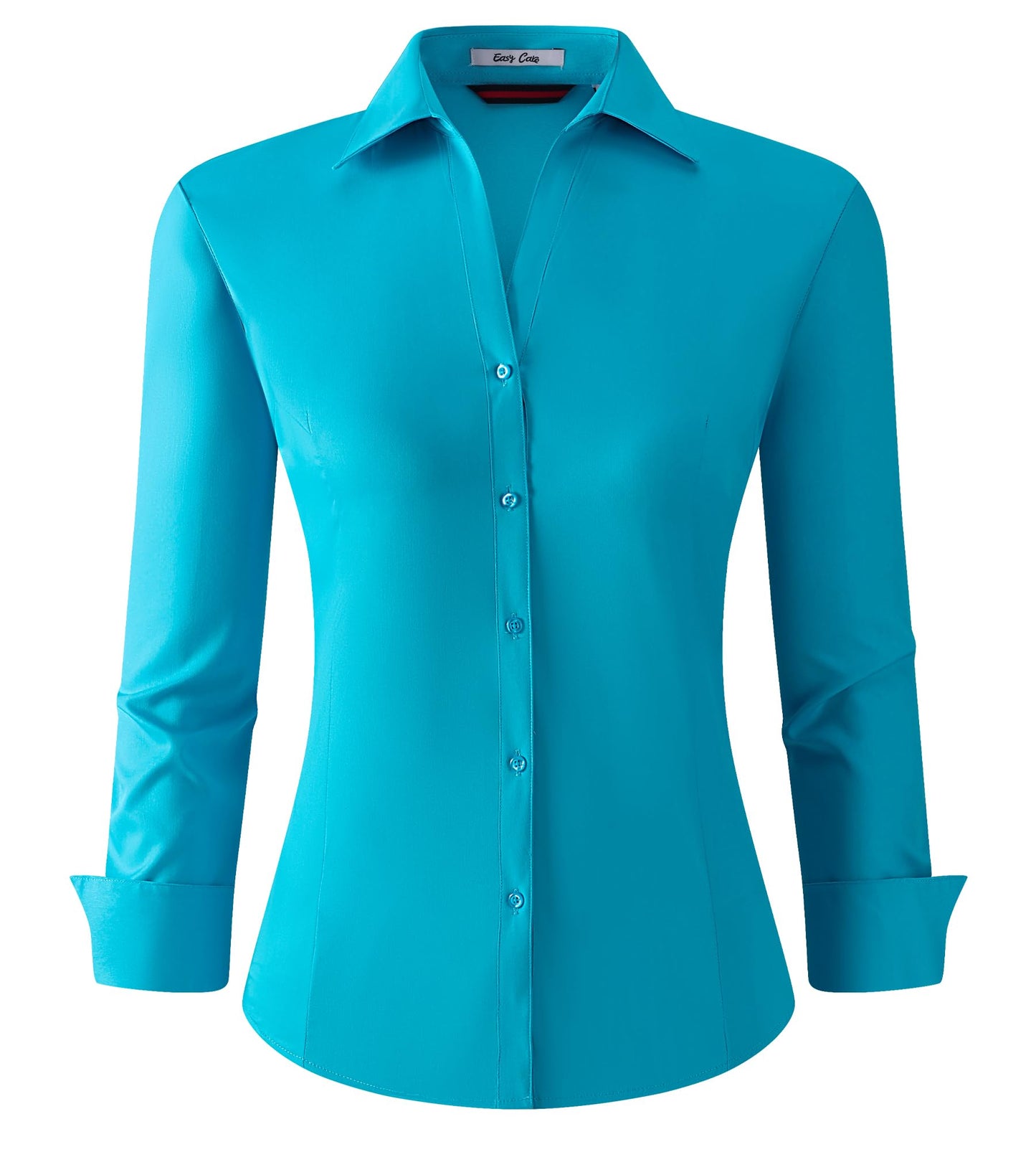 Damipow Womens Dress Shirts Wrinkle Free Button Down Shirt Long Sleeve Blouses for Work ProfessionalTurquoise2XL