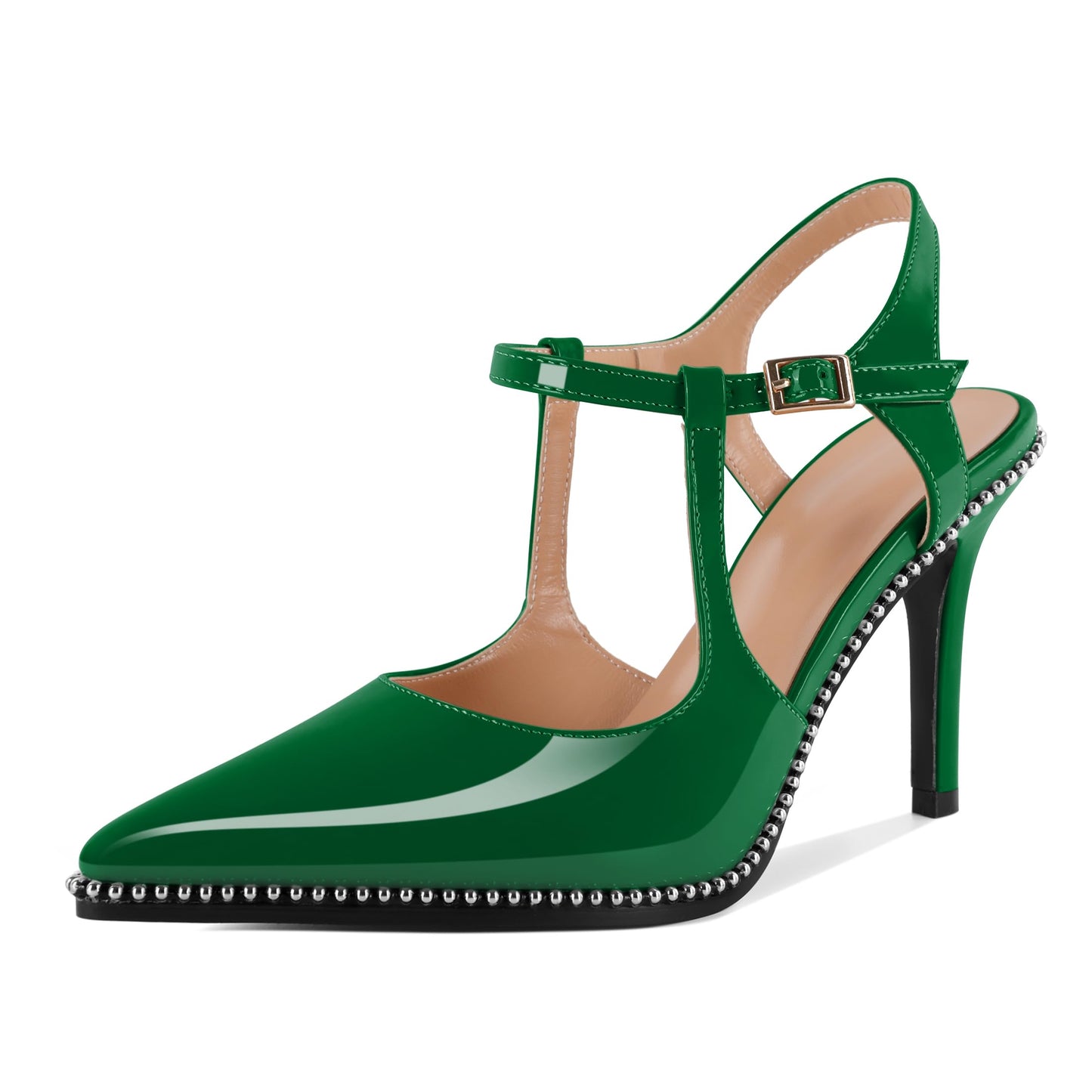 SAMMITOP Womens Pumps High Heels Slingback Pointed Closed Toe Stiletto Dress Shoes Classic Wedding Party DOrsay Work Pumps 3.5 Inch Green US Size 6