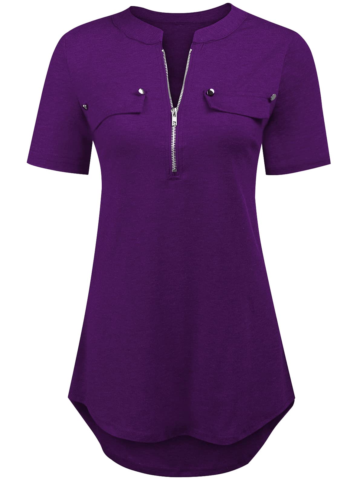 Women Tops and Blouses V Neck Dressy Casual Work Summer Outfits Purple M