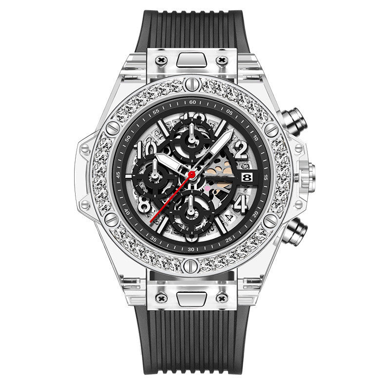 Diamond Inlaid Waterproof Transparent Quartz Watch