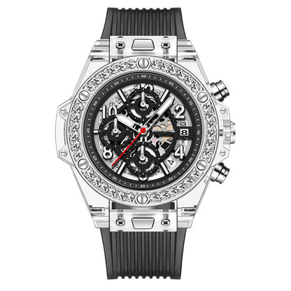 Diamond Inlaid Waterproof Transparent Quartz Watch
