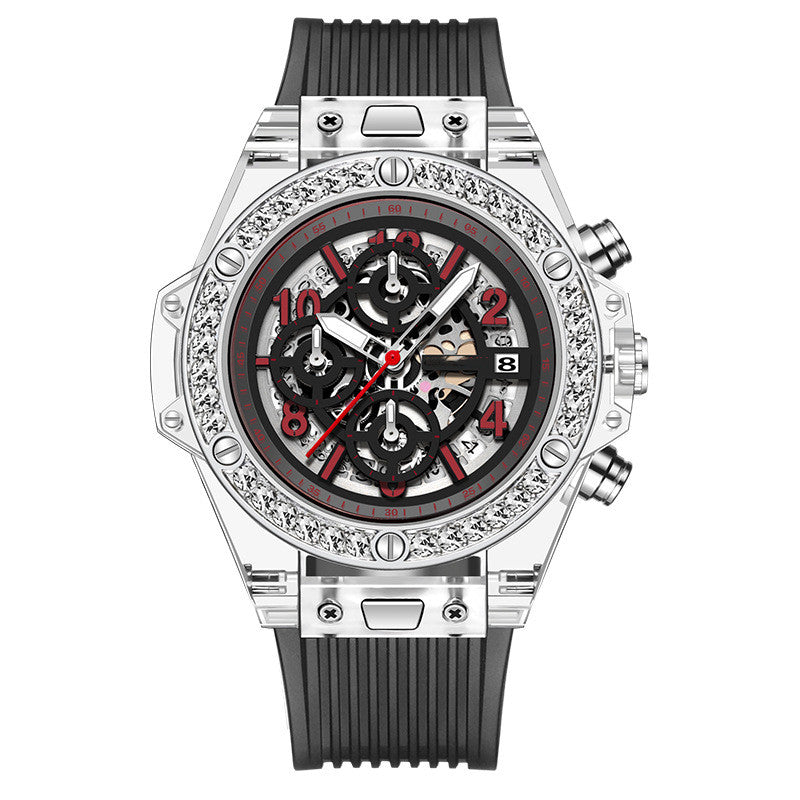 Diamond Inlaid Waterproof Transparent Quartz Watch