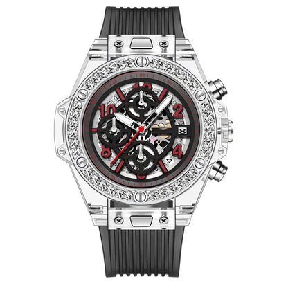 Diamond Inlaid Waterproof Transparent Quartz Watch
