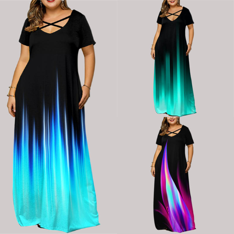 Plus Size Printed Maxi Boho Dress for Women 5XL