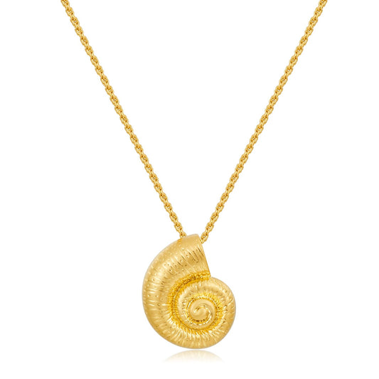 FAUTHENTICUTE Gold Summer Necklaces For Women Worn Gold Plated Conch Shell Charm Necklaces Beach Necklaces Gift