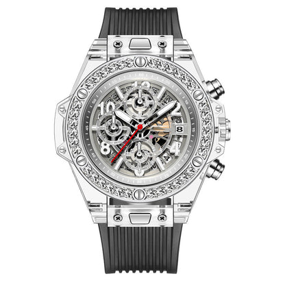 Diamond Inlaid Waterproof Transparent Quartz Watch