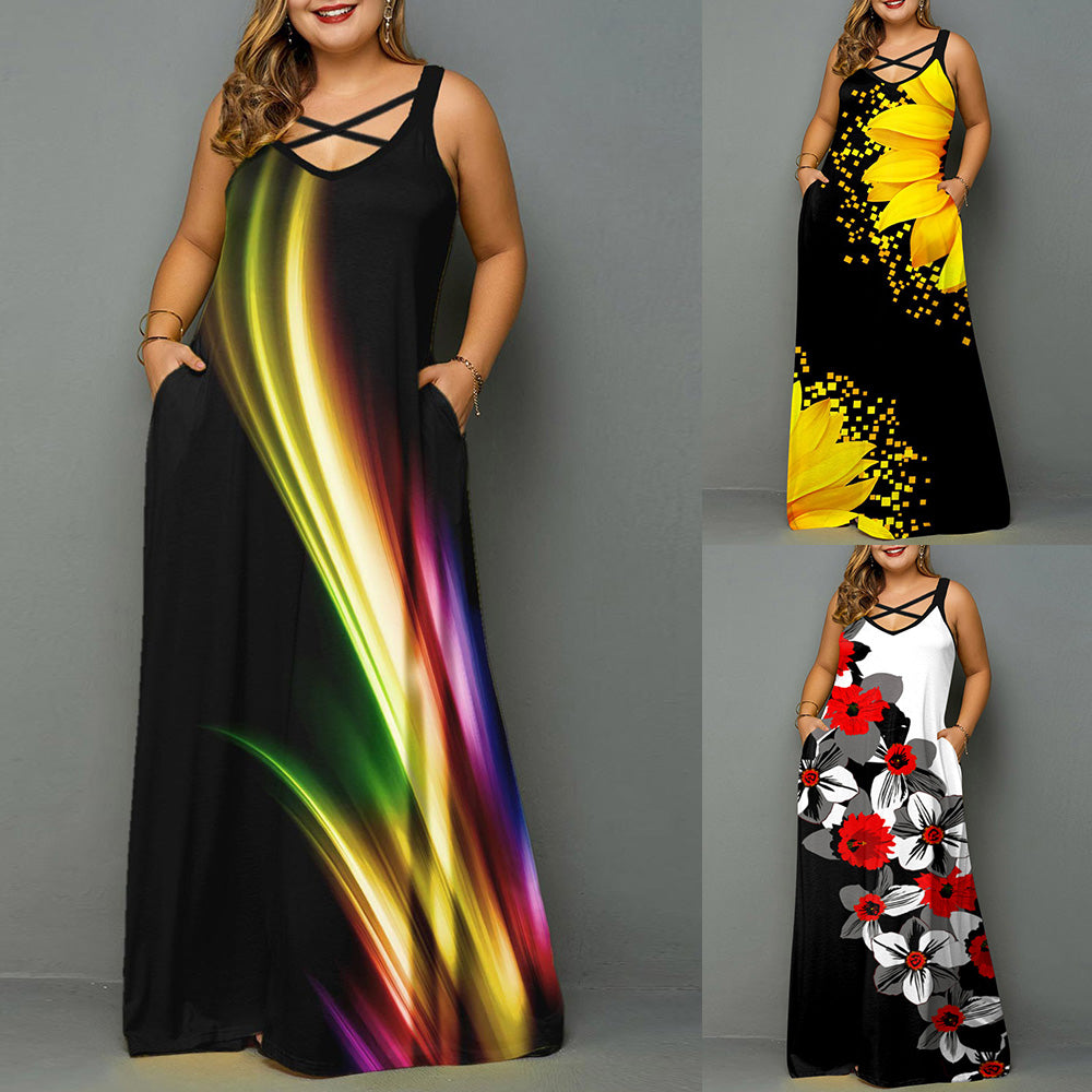 Plus Size Printed Maxi Boho Dress for Women 5XL