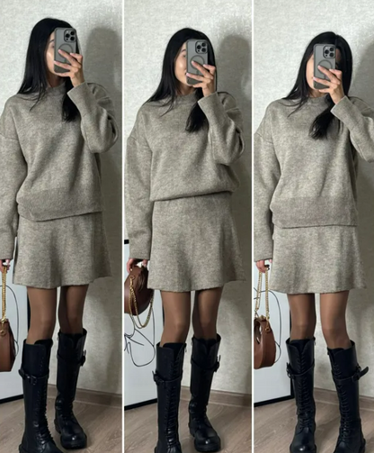2 Pieces Knit Sweater Skirt Sets For Women