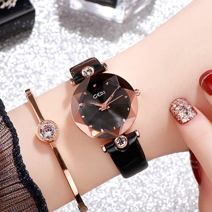 GEDI Women's Diamond-Studded Waterproof Quartz Watch
