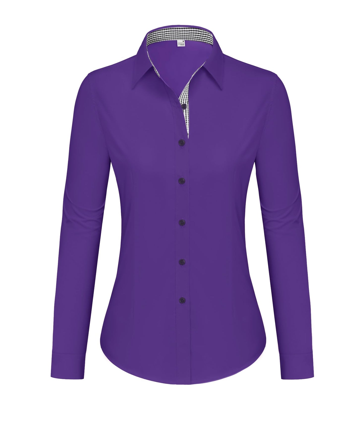 siliteelon Womens Button Down Dress Shirt Cotton Long Sleeve Shirts for Women Wrinkle Free Stretch Work Blouse Purple