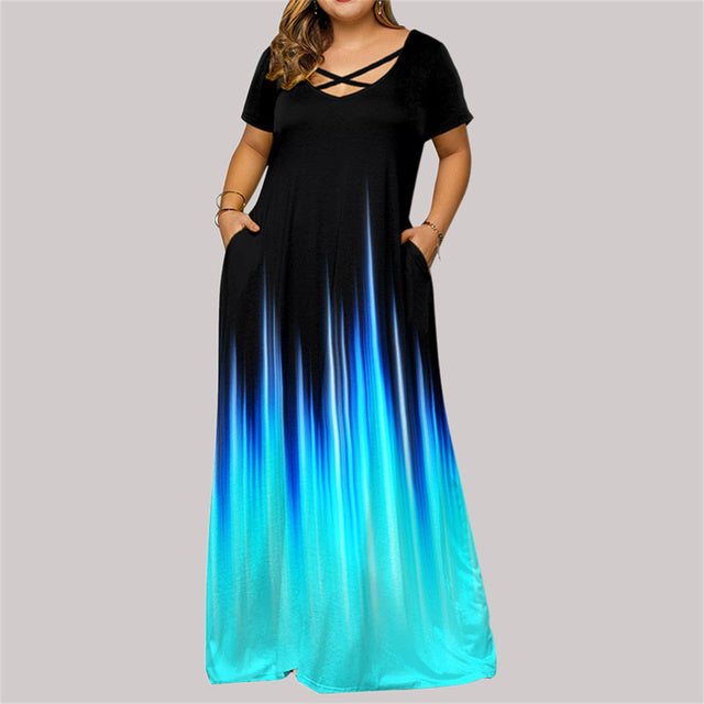 Plus Size Printed Maxi Boho Dress for Women 5XL