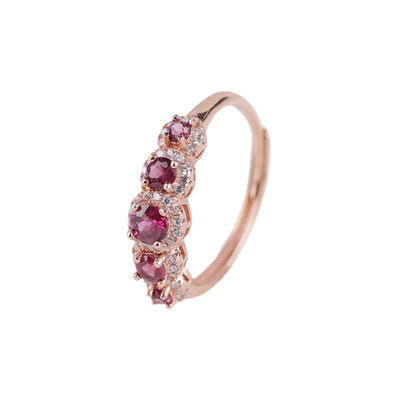 S925 Sterling Silver Natural Purple Garnet Ring