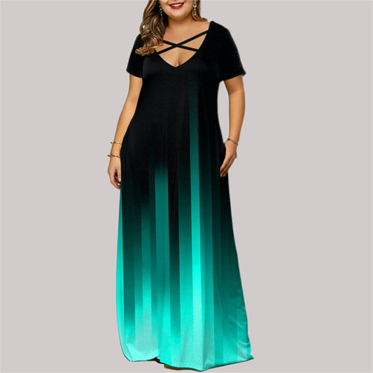 Plus Size Printed Maxi Boho Dress for Women 5XL