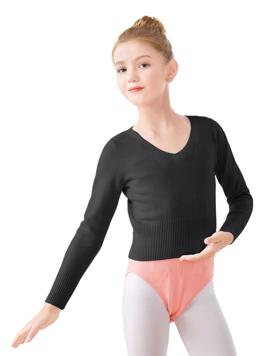 Dayrose Girls Ballet Sweater Soft Long Sleeve Girls Active Sweater Pullover Girls Dance Sweater for Ballet/Warm Ups