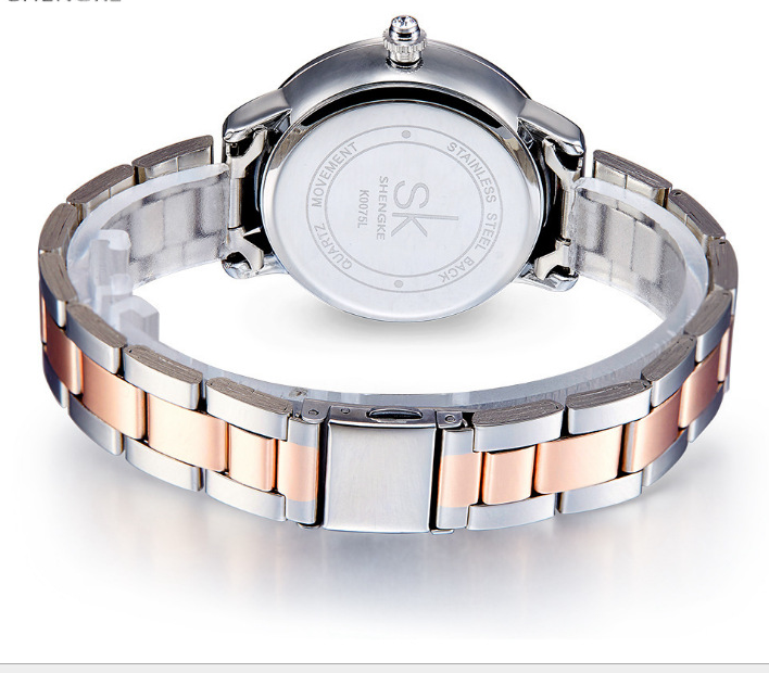 Women's Quartz Watch with Diamond-Studded Steel Band