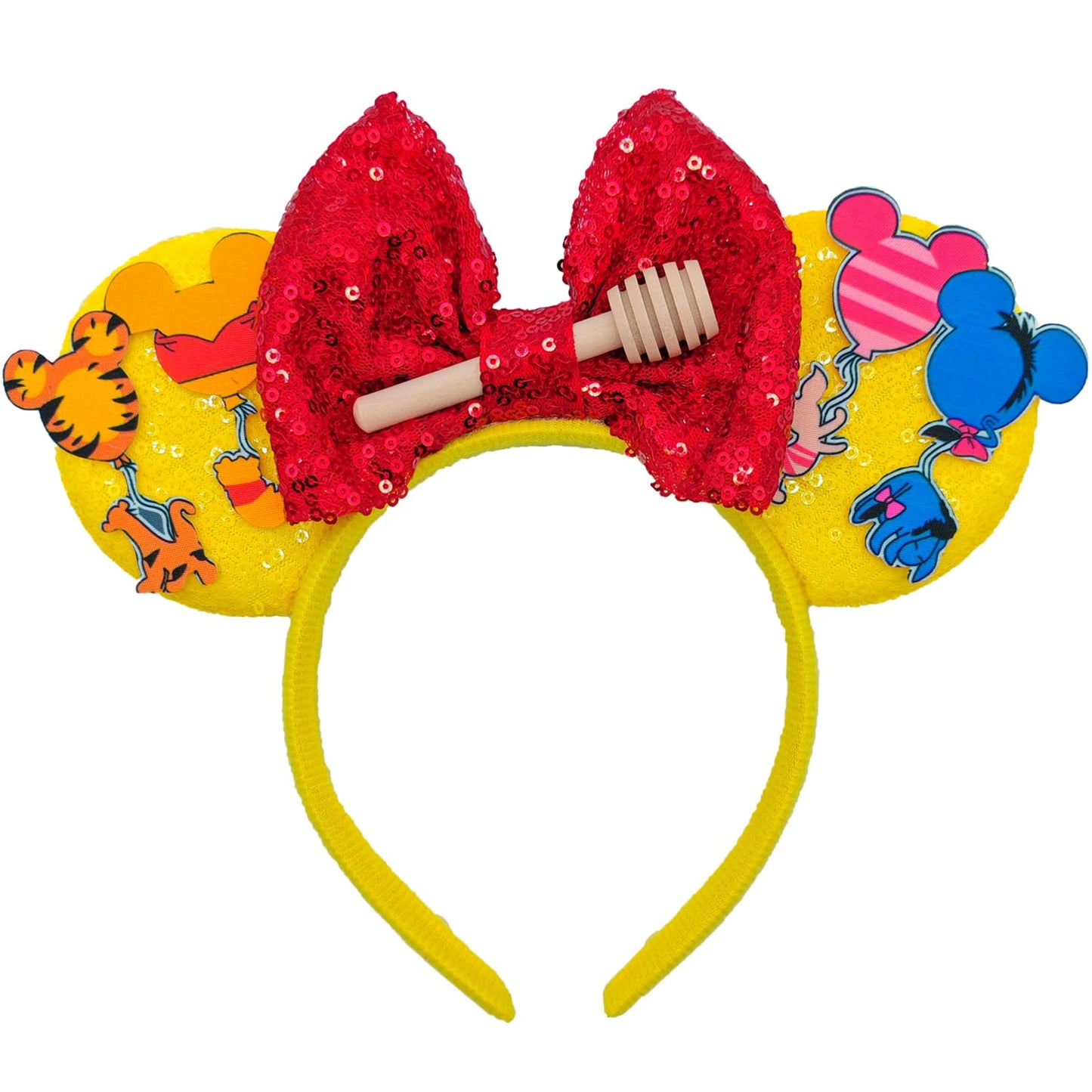 ZHENNAN Mouse Ears Headbands for Women Glitter Hundred Acre Wood Ears Hairbands for Men Costume Themed Events Birthday Party Favors Hair Accessoires