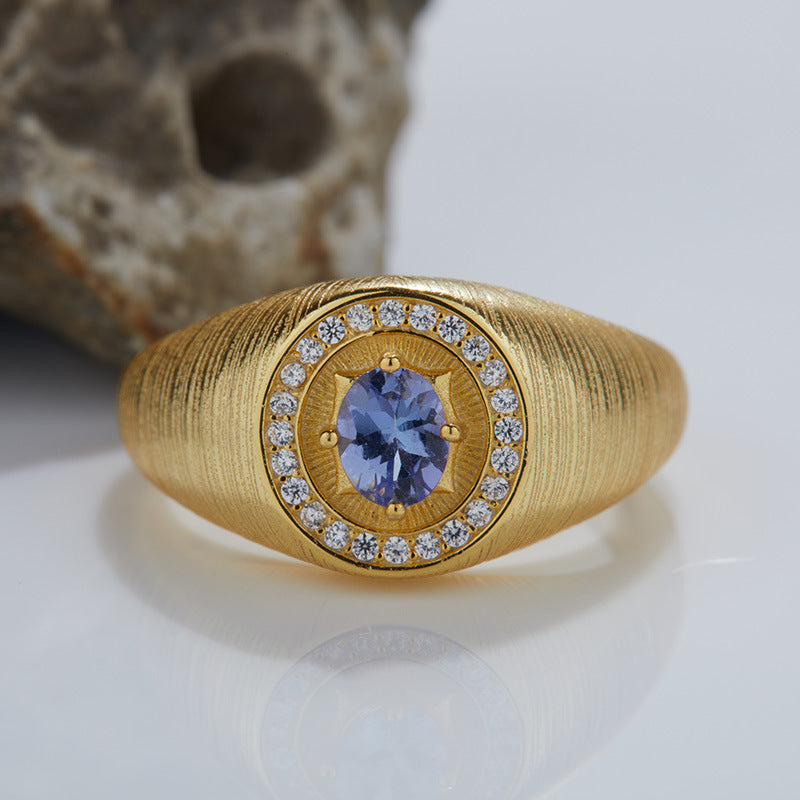 S925 Sterling Silver Ring with Zircon Stone