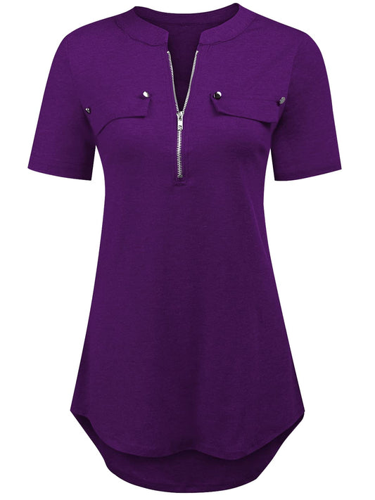 Women Tops and Blouses V Neck Dressy Casual Work Summer Outfits Purple M
