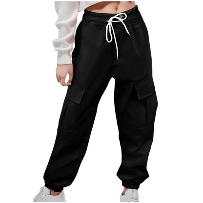 Girls Clothing Cargo Pants for Girls Cute Trendy Drawstring Baggy Joggers Pantalones Preppy School Outfits Little Girls Teen Clothes Baggy Pants for Girls