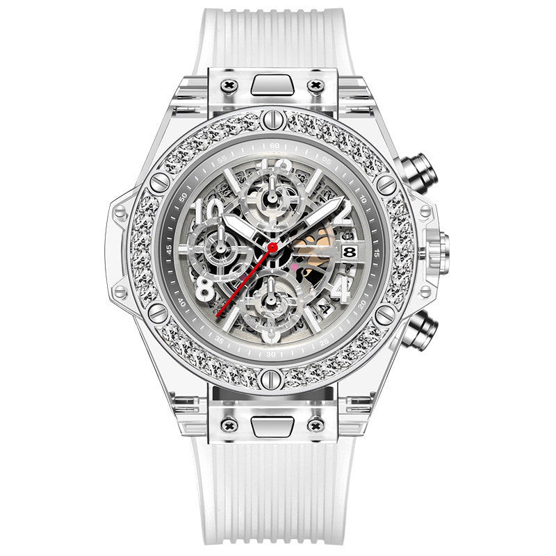 Diamond Inlaid Waterproof Transparent Quartz Watch