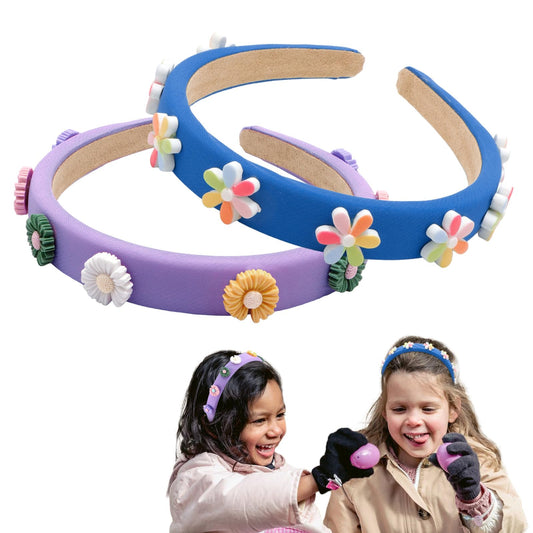 GAFATORY Flowers Headbands for Girls Toddler kids Headband Purple Blue Girls Headbands Padded Headbands Hair Bands for Little Girls Hair Accessories for Girls