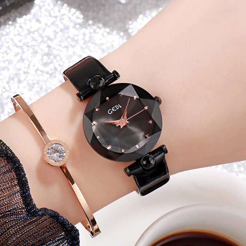GEDI Women's Diamond-Studded Waterproof Quartz Watch