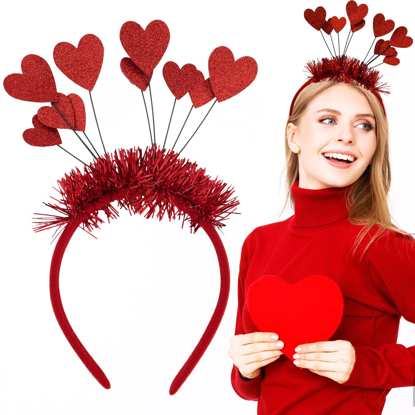 BAHABY Valentines Day Red Heart Headband Fashion Headbands for Women Hair Accessoires for Valentines Day Anniversary Birthday Party