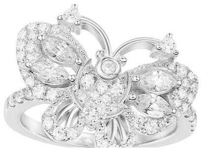 S925 Silver Butterfly Ring with Zircon Stone Setting
